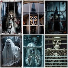 Scary Halloween Curtain Window Banner Horror Hanging Cloth Family Party