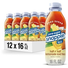 Snapple Zero Sugar Half 'n Half Tea, bottiglia di plastica riciclata da 16 fl oz, confezione o...