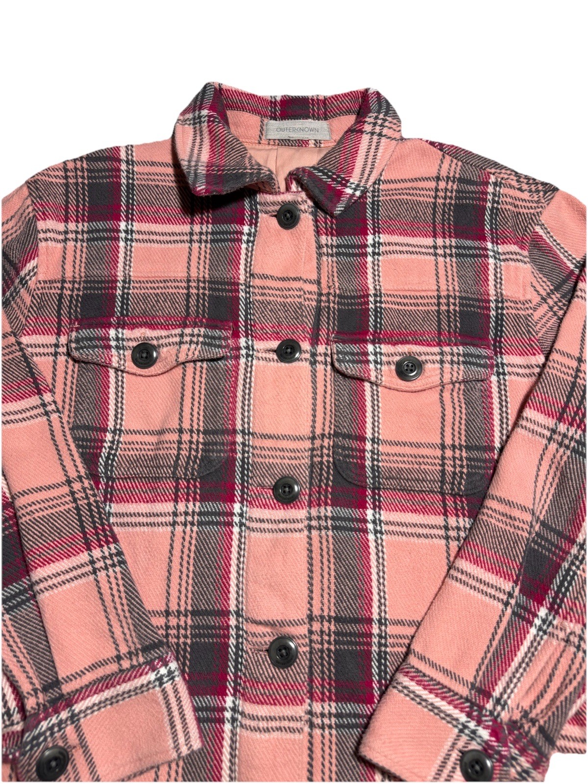 Outerknown Cloud Weave Jacket Shacket Pink Plaid … - image 2