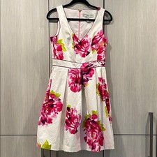 Trina Tuk | Fit & Flare Party Dress | White and Pink Floral | Size 4