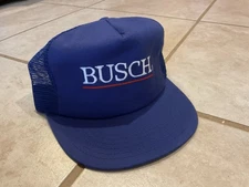 Vintage Busch Beer Snapback Mesh Trucker Hat Adjustable USA Made Cap Flat Bill