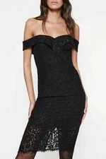 BARDOT BELLA LACE DRESS IN BLACK WOMENS SIZE US 6 BLACK NEW