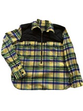 Polo Ralph Lauren Boys Yellow 1/2 Zip Pullover Plaid Flannel Shirt Size L - 6