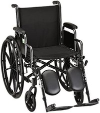 18 Inch Steel Wheelchair with Detachable Arms and Elevating Footrests - 1...