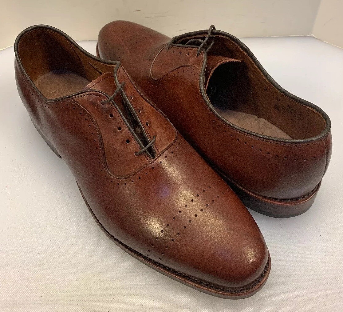 Allen Edmonds Men 8 D US Vernon Cap Toe Perf Saddle Brown USA Made