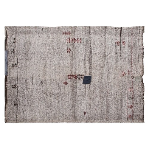 Goat Hair Turkish Kilim Rug,Solid Kilim ,Vintage Minimal Kilim, 6'11 x 8'8 ft