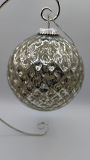 Very Large Kugel Style 7 Inch Christmas Ornament Heavy Glass Ball Mercury Glass