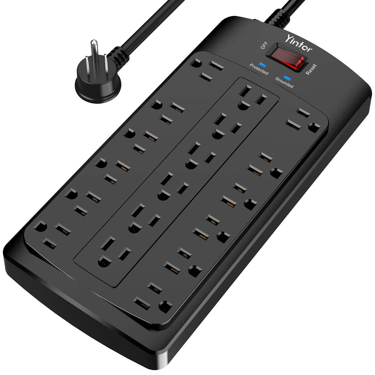 6FT Yintar Surge Protector Power Strip - Flat Plug Extension Cord with 18 AC ...