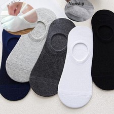 5Pair Men Invisible No Show Nonslip Loafer Low Cut Solid Cotton Boat Summer Sock