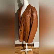 Reed Men’s Vintage Leather Coat, Size 50l - Camel Elegance, Evc