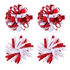 Valentines Korker Hair Bows 3'' Toddler Baby Girls Curly Corker Bow Alligator...