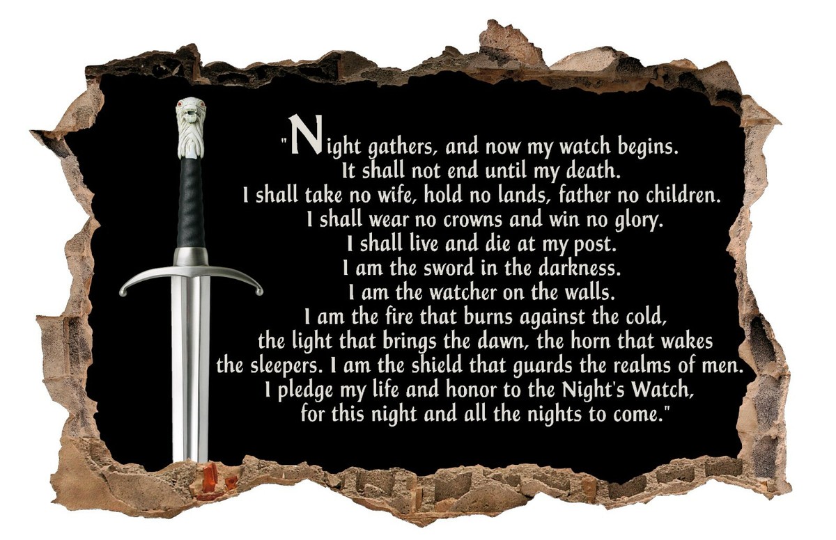 Nights Watch Oath GoT Hole in the Wall Bedroom Vehicle Art High