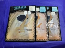 3 NWT Vintage Kmart Seamless Stretch Thigh High Stockings Deep Navy Medium