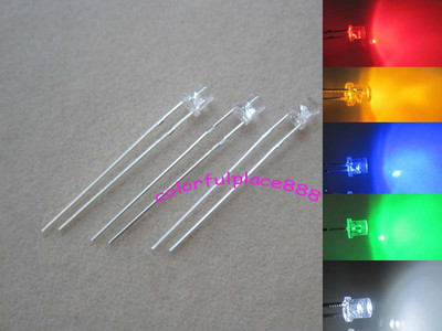 100pcs 3mm Flat Top White LED Lights - Wide Angle 120-140°, 16000-20000 MCD