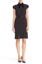 NWT $395 alice + olivia Carie Belted Bow Tie Shirtdress in Black!