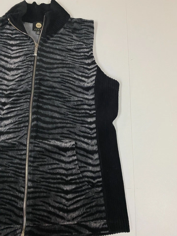 Jones New York Mujer Chaleco Mediano Negro Cremallera Completa Deportivo Elástico JNY Foto 2 de 4