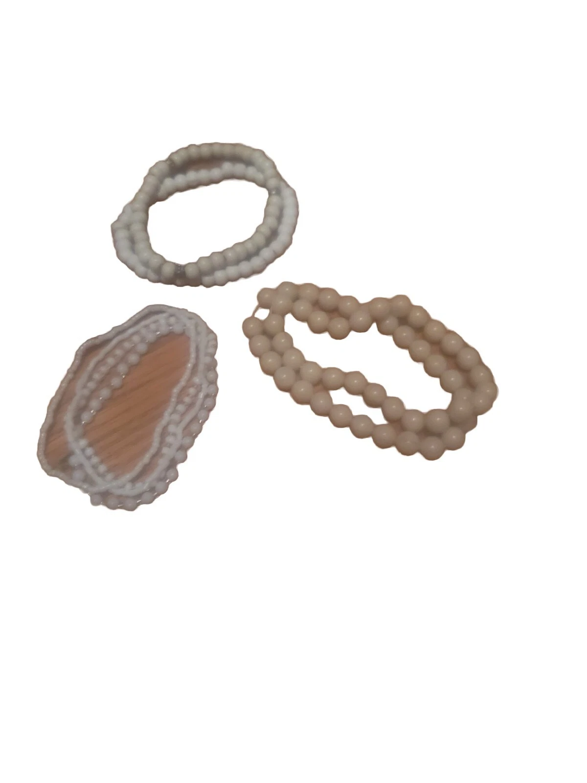 OFF WHITE Lotto Set 8 Braccialetti Elasticizzati Crema Bianco Perline Da Piccola a Più Grande Costume