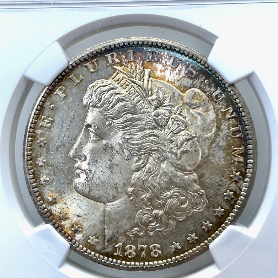 1878-S $1 Morgan Silver Dollar NGC MS 63 Rainbow Toner Both Sides