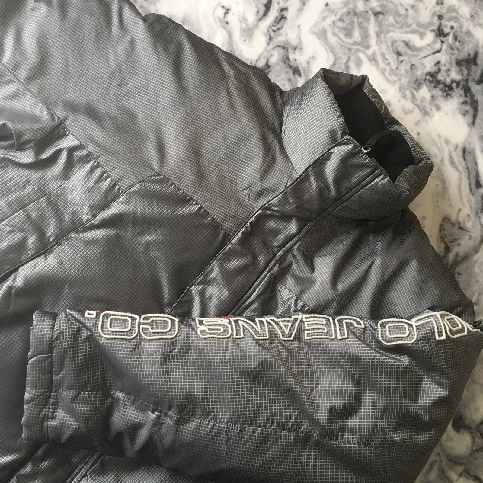 Ralph Lauren Polo Jeans Spell Out Puffer Puffa Bubble Jacket Coat Womens Grey M