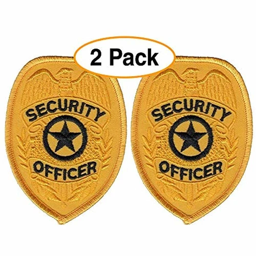 2 Pack Decorative Patches - Security Officer Guard Badge Embroidered, Oval Gold