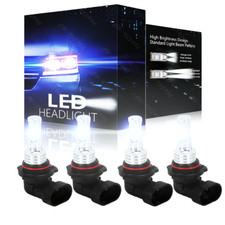 6500K 9005 9006 LED Headlights Kit Combo Bulbs High Low Beam Super White Bright
