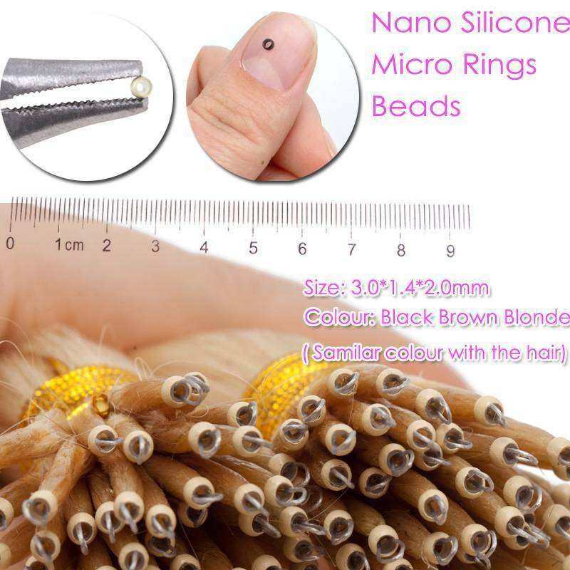 SILICONE Micro Smallest NANO EASY LOOP Ring Beads TIP Remy Human Hair Extensions Świetna wartość zapasów