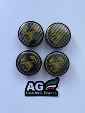 4 TAPPI COPRIMOZZO ABARTH 60 mm CARBON-GIALLO SCURO