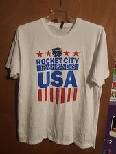 Rocket City Trash Pandas Large Shirt Red White American Flag Baseball Milb EUC