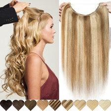 Secret Wire Clip In Hidden Headband Remy Human Hair Extensions One Piece Weft US