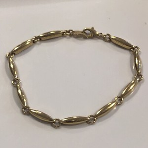 Authentic Classic Gold Plated Link Bracelet Cocoon Style Signed OS 8” Stunning