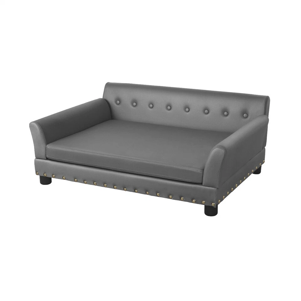 Waterproof Raised Dog Lounge Bed Microfiber Leather Upholstered Pet Snuggle Sofa - Image 4 of 4