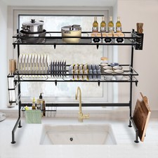 32.2in Double Layer Sink Storage Rack Complete Set Drying Rack For Kitchen !