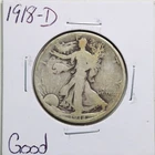 1918-D Reverse 50C Walking Liberty Half Dollar in Good Condition #3450