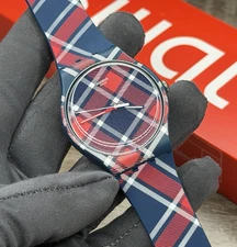 NEW✅LIMITED EDITION✅ Swatch Originals COLOR KILT 41mm Blue Unisex Watch SUON109