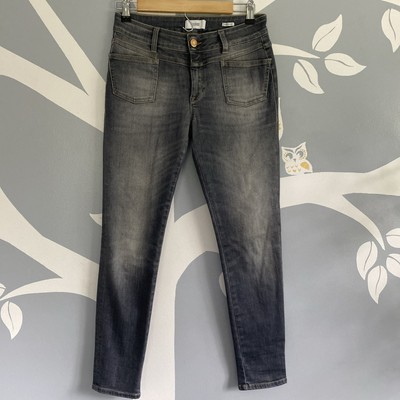 Closed PEDAL-X Candiani Denim Jeans Women's Size 26 Stretch Made In Italy Gray