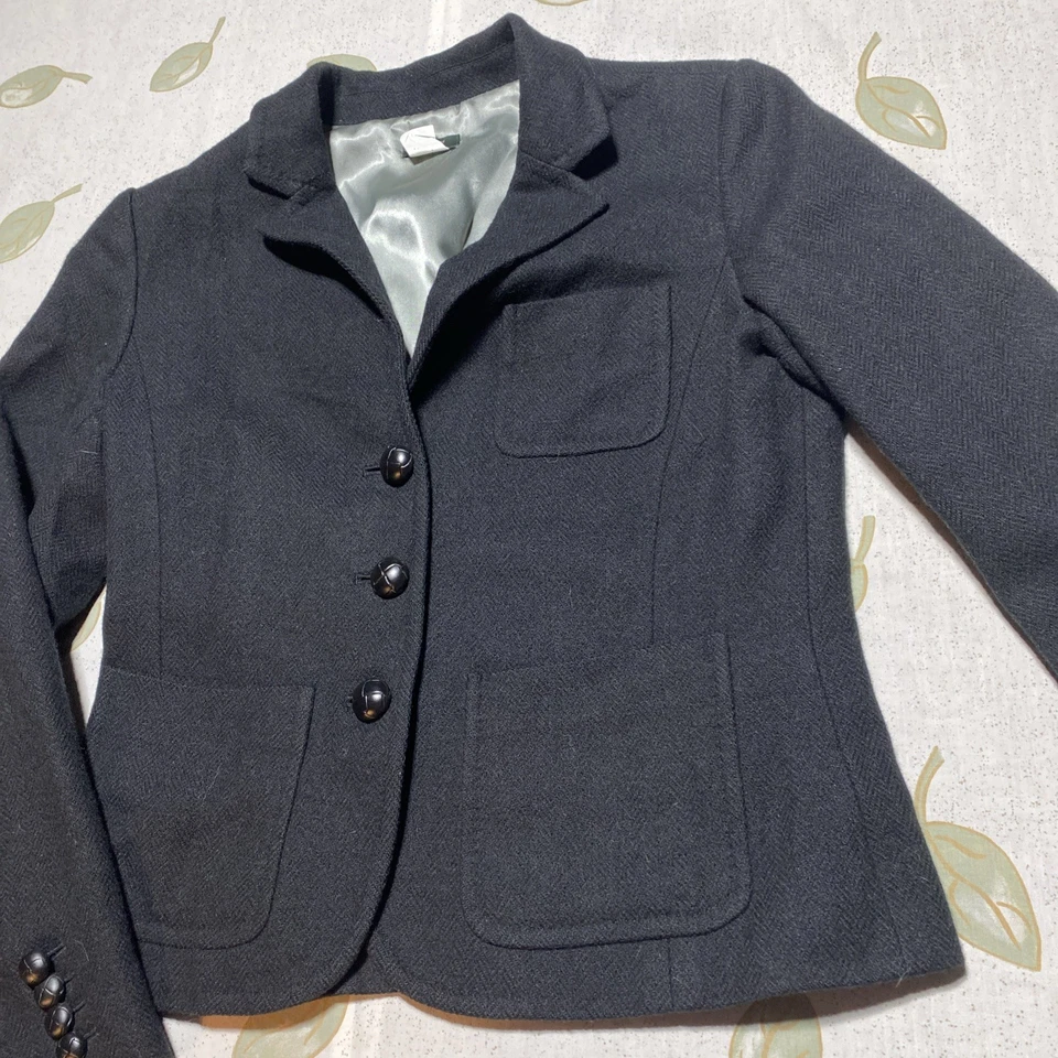 J. Blazer Crew Woven By Robert Noble 100% Lana Negro Talla 8 Escocia Foto 3 de 4