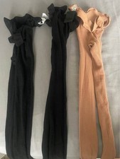 2 PAIRS BODYWRAPPERS FISHNET TIGHTS TAN AND BLACK M/L AND S/M KIDS