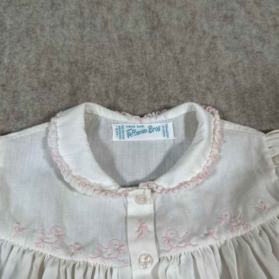 Feltman Brothers Talla 0-3 Meses Bordado Burbuja Una Pieza Marfil Rosa Patos Foto 2 de 4