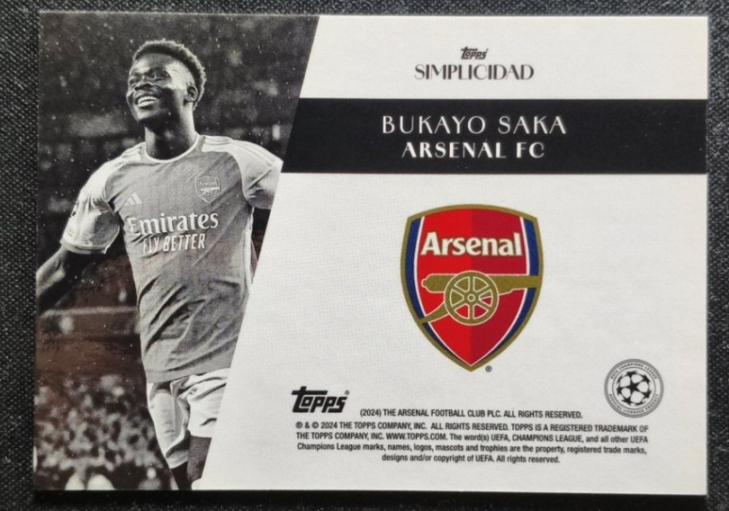 Bukayo Saka 2023-24 Topps Simplicidad UCC Blue /99 view 2