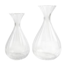 Clear Glass Ribbed Vases For Floral Arrangements Wedding Table Centerpieces