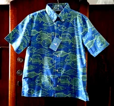 Reyn Spooner Boy's "KAUHULU" Blue Horizon" Full Button Full Shirt Size