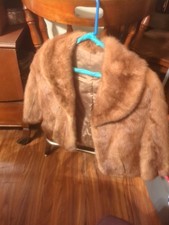 Mink Fur Shawl Stole Vintage, One Size, Blonde/Light Brown