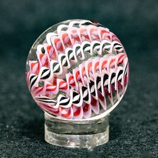 BRYAN TRILLAS Handmade Glass Filigrana Marble 1.0 In UV Blacklight Borosilicate