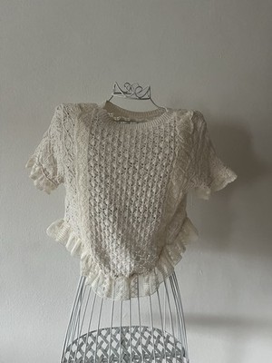 Top Shirt Zara Spitze Größe M weiß creme Sommer