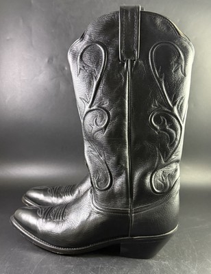 Dan Post Mens Black Leather Western Cowboy Boots USA Size 8.5 Vi04