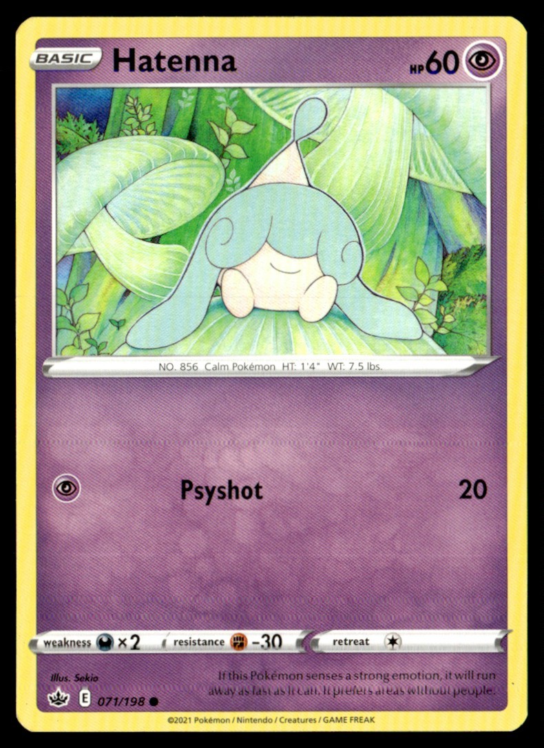 2021 SWSH06: Chilling Reign Hatenna #071/198 Pokémon 60R1N