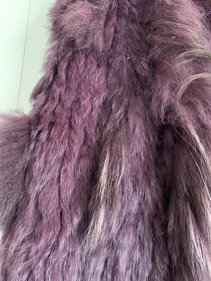 复古兔子毛皮背心梅色适合 S 码  — 第 4/4 张图片