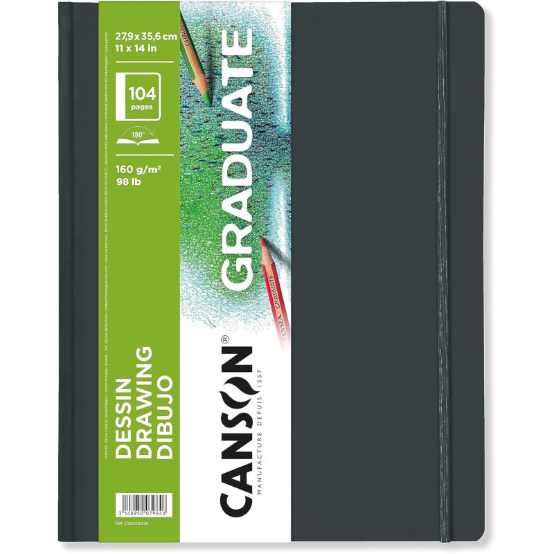 Carnet de dessin 160g papier blanc sans acide 104 pages pour estompes et dégradés nets