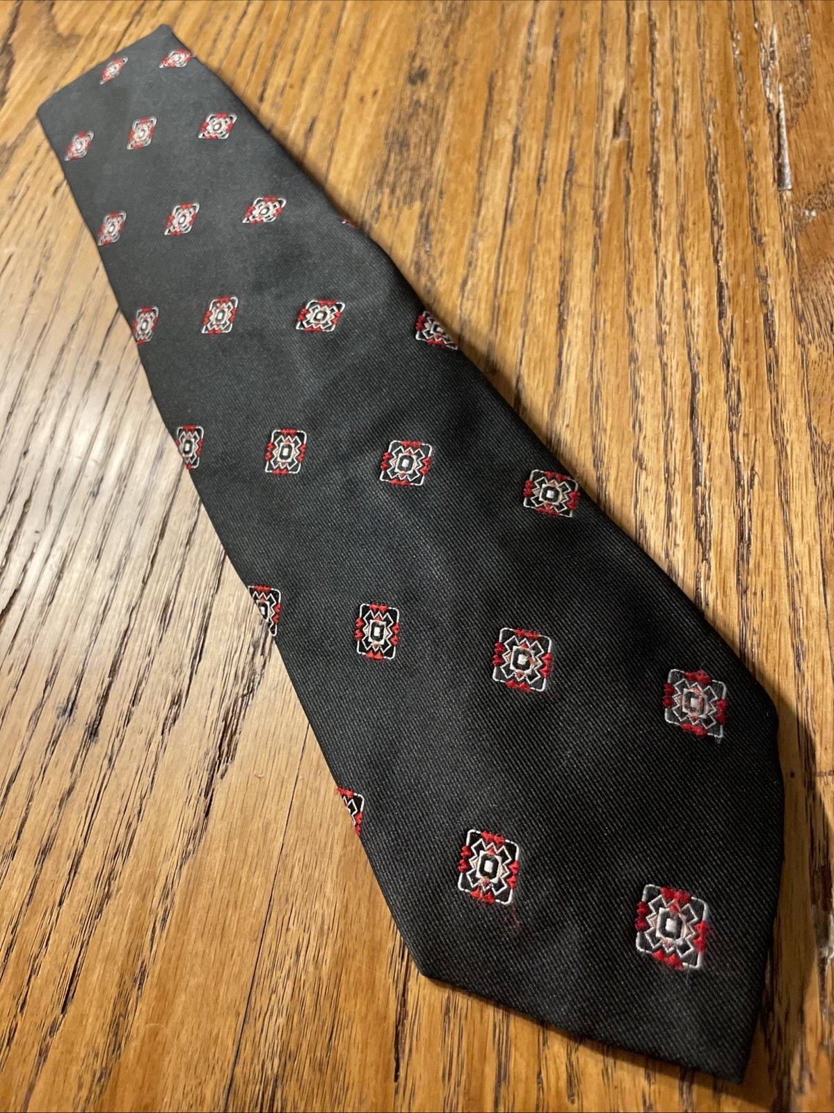Vintage 60s 70s Burkhardt’s Thick Polyester Foulard Tie Men’s Necktie Mod Disco