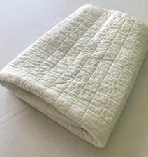 Urban Habitat Quilted Pick Stitch Euro Shams off White Cream 26x26" 1 pc Cotton